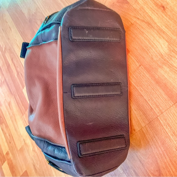 Fossil Brown and Black Soft Leather Satchel Handbag Purse Top Handle 3 Colorway - Picture 14 of 14